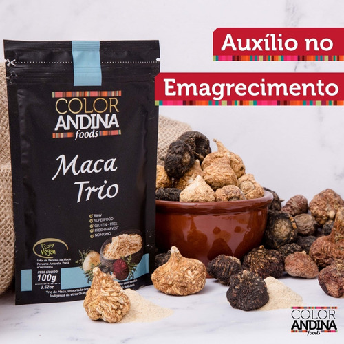 Imagem 3 de 6 de Maca Peruana Trio Amarela Vermelha Preta 100g Color Andina