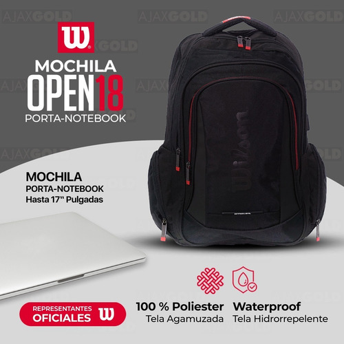Imagen 4 de 9 de Mochila Porta Notebook Urbana Wilson Gym Reforzada Deportes