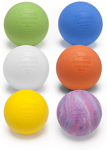 Pelotas De Lacrosse Oficial Champion Sports Colores 6 Pack