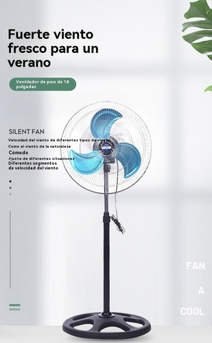 Ventilador De Pedestal Cm-top 18 Pulgadas Aspas Metálico 50 Cm 60hz Negro Azul Metal 3