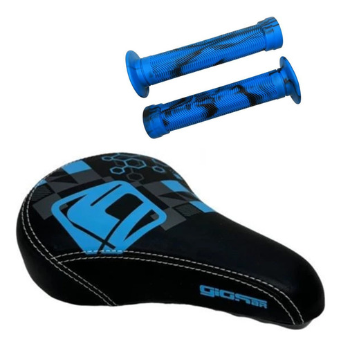 Kit Bike Gios Selim Gl-1109 + Manopla Gi-075h Bmx Freeride. Cor Azul