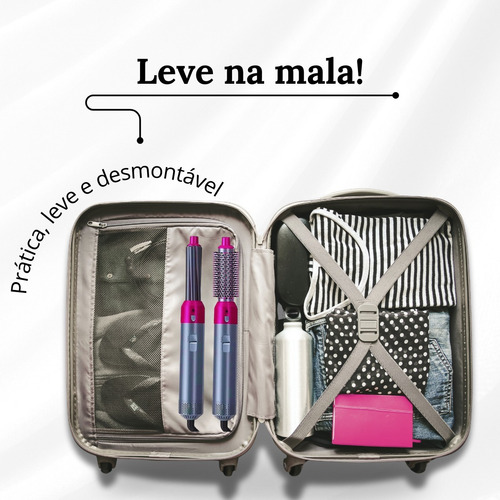 Escova Secadora 5 Em 1 Alisa Modela Seca Volume Íons Prata/rosa