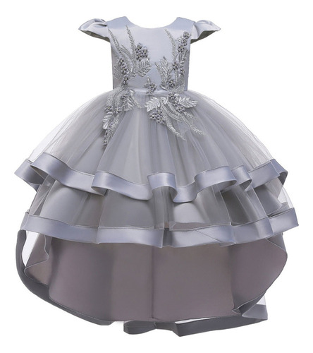 Vestido De Fiesta Para Niñas Con Diseño Flores Asimétrico