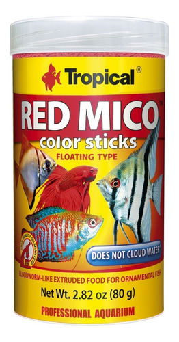 Alimento Tropical Red Mico Colour Sticks 80g Simil Larvas