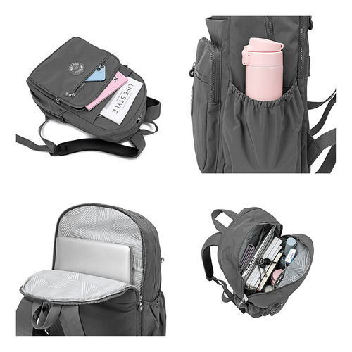 Mochila Portátil Mindesa Para Hombre Y Mujer, Mochila Escola Color D.grey Diseño De La Tela 18 Inches