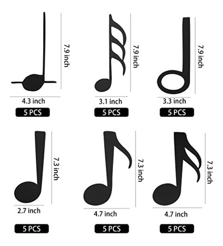 Kits De Cotillon 60 Piezas Recortes De Notas Musicales Papel