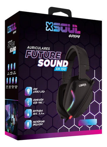 Imagen 2 de 2 de Auriculares gamer Soul Free Sound BT200 negro con luz rgb LED