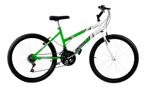 Bicicleta  de passeio Ultra Bikes Bike Aro 24 bicolor 18 marchas freios v-brakes cor verde/branco