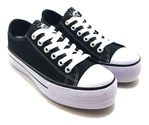 Imagen 2 de 5 de Zapatilla Jaguar Mujer Plataforma Lona Dama Urbana Art 8010