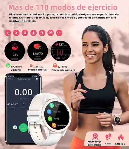 Reloj Inteligente Mujer, Smartwatch Fitness Acero Pulsera de 1,47'' Reloj  Deportivo Mujer, Función Femenina, Pulsómetro, SpO2, Sueño Monitor  Podómetro