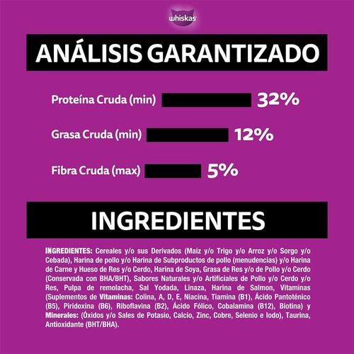 Imagen 3 de 8 de Whiskas Alimento Seco Gato Bueno Por Naturaleza Salmón 10kg