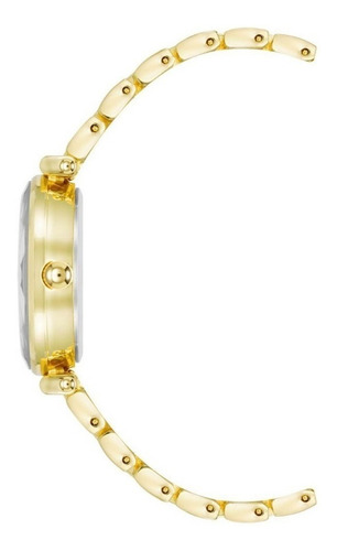 Reloj Mujer Anne Klein Cristal Mineral 30 Mm Ak/3976bkgb Correa Dorado Bisel Negro Fondo Negro