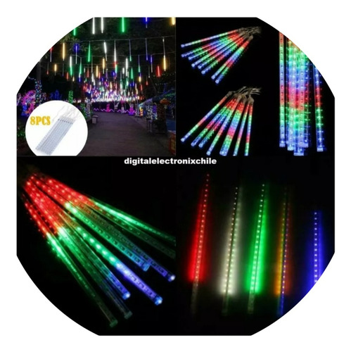 Lluvia Meteoro Led Multicolor 8tubos 50cm Movimiento/secuen