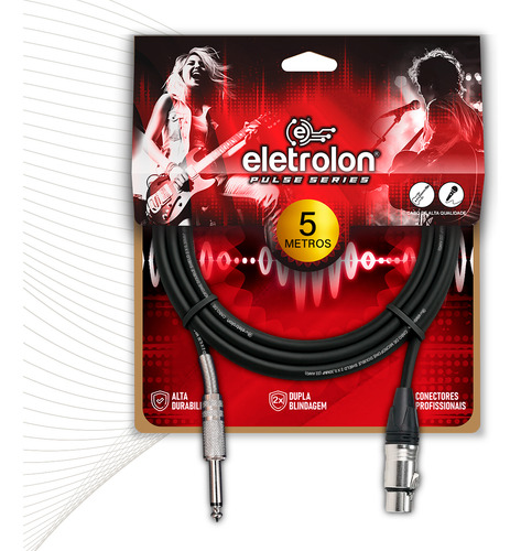 Eletrolon PUL111M500 Cabo de microfone P10 mono para XLR fêmea 5m cor preto