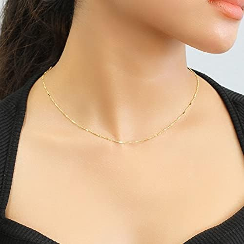 Sisgem Collar De Cadena De Oro Macizo De 18 Quilates, Collar