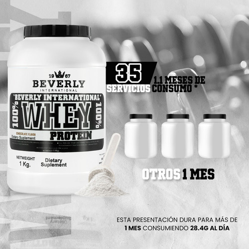 Beverly Proteína 100% Whey 1 Kg 26 Servicios Chocolate