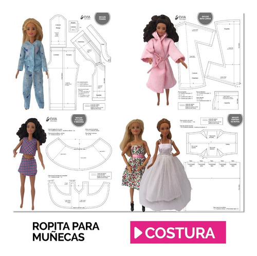 Imagen 5 de 10 de Caja Kit Creativo Ropita P/ Muñecas Costura Práctica+ Telas