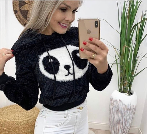 moletom de panda com capuz de orelhas