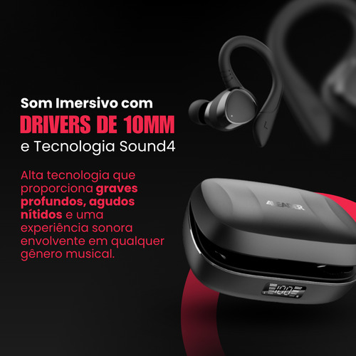 Fone Bluetooth 4leader Sem Fio - Cancelamento De Ruído, Som Hd, Bateria De Longa Duração, Resistente À Água, Microfone, Touch, Esportivo, Compatível Com Android E iPhone