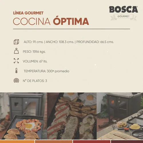Cocina A Leña Bosca Optima 500 Salamandra Estufa 3 Platos Color Gris Charcoal