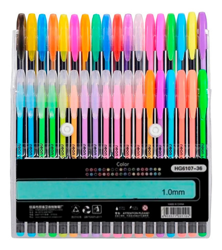 Kit 36 Canetas Coloridas Em Gel Cores Metálica, Pastel, Neon Tinta 36 Cores