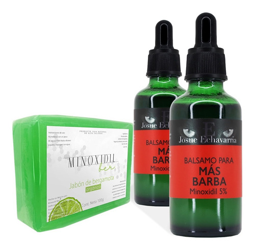 2 Bálsamos 50ml Y Jabón 100g Minoxidil 5% Con Bergamota