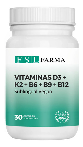 Vitaminas D310.000ui+k2+b6+b9+b12 30 Cápsulas Sublingual Veg Laranja