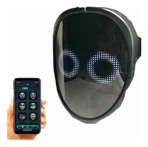 Máscara Led Bluetooth Rgb 2024 Loo Para Festa De Halloween