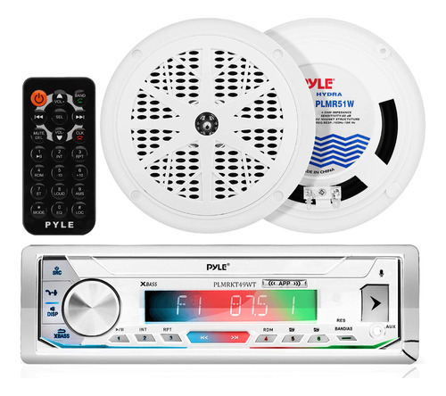 Pyle Receptor Marino Bluetooth Estereo Y Kit De Altavoces, U