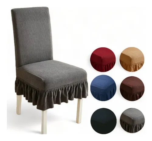 comprar Funda De Silla Con Faldon Elastica, Pack De 2 Color Gris Diseño De La Tela Cuadrille