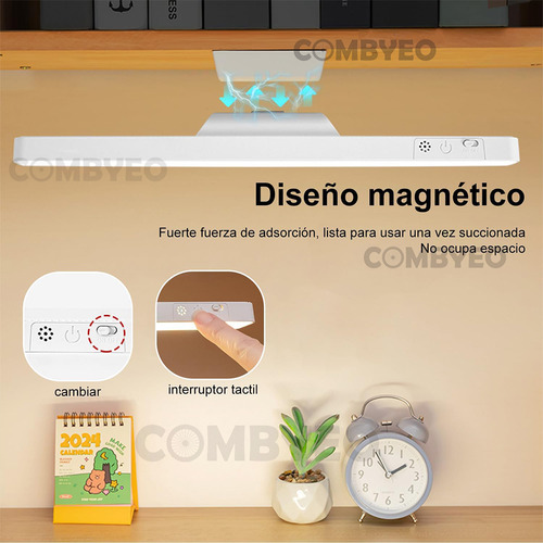 COMBYEO 2 piezas Lampara Pared Interior Magnética Luz Con Táctil Y Remoto,Adsorción Magnética,Luces de 3 Colores y Brillo Ajustable.Para Estudio, Escritorio, Dormitorio, Paredes,Luces Led Recargables