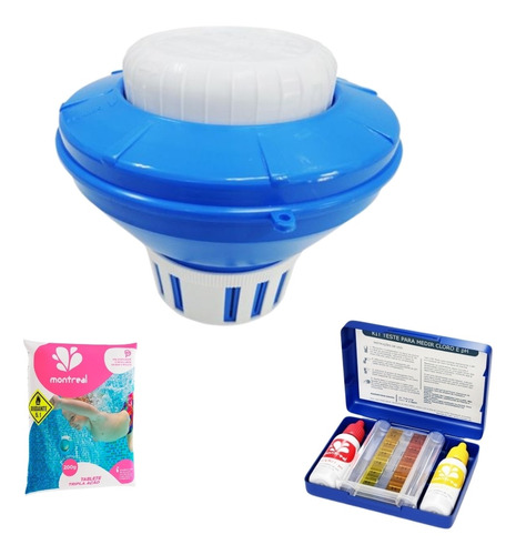 Clorador Flutuante Sodramar E 1 Tripla Ação + Kit Teste