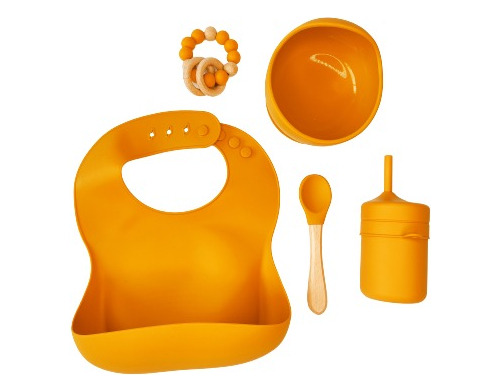 Kit Alimentación Bebe Niño Vajilla En Silicona Plato Babero