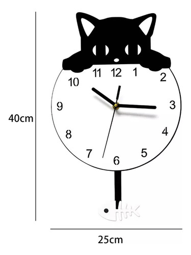 A El Pez Gato Oscila Y El Reloj De Pared Decorado Con