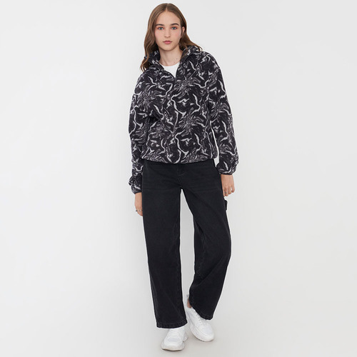 Polerón Mujer Polar Half Zipper Gris Marmoleado Corona