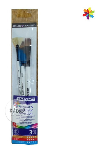 Daler Rowney Set Pinceles Pelo Natural Y Sintetico X 3 Set B