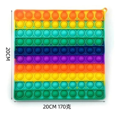 Imagen 3 de 4 de Pop It Gigante Silicona Cuadrado Multicolor Importado 20cm