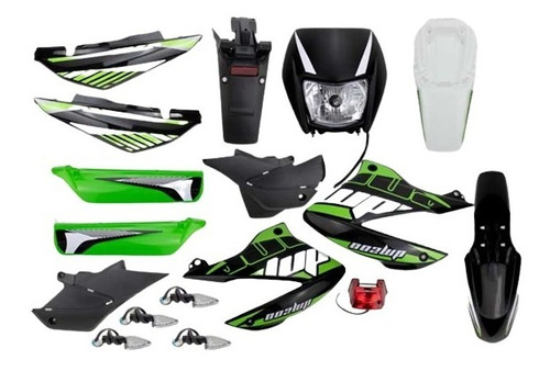 Kit Plasticos Dm200 C/faros Verde Para Moto 