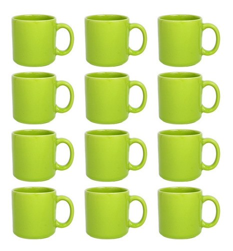12 Tazas Para Café Y Té De Colores 360 Ml Color Verde