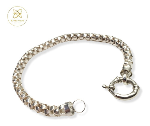 Imagen 2 de 6 de Pulsera Plata Redonda Tipo Ventanita X 19 Cm