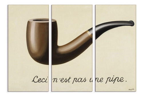 Set De 3 Cuadros Esto No Es Una Pipa Magritte 90x130cm