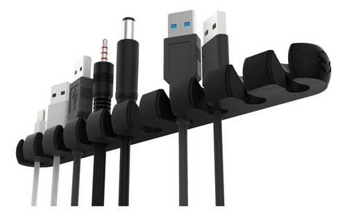 2 Organizador Para 10 Fios Cabos Usb Adesivo Fita Dupla Face Cor Preto