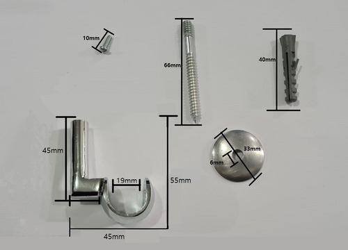 Imagem 2 de 2 de Kit Suporte De Teto 3 Unidades Para Varão Cromado|utilimark