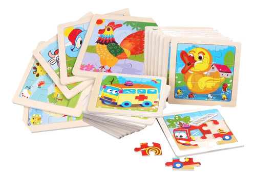 Rompecabezas Madera Para Niños Pack 12 Puzzles Didácticos