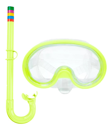 Kit Máscara Oculos Mergulho Snorkel Respirador Infantil Cor Verde-claro