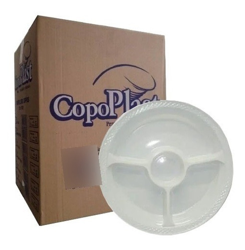 500 Prato De Plastico 26cm Com 3 Divisórias Copoplast (2cx)