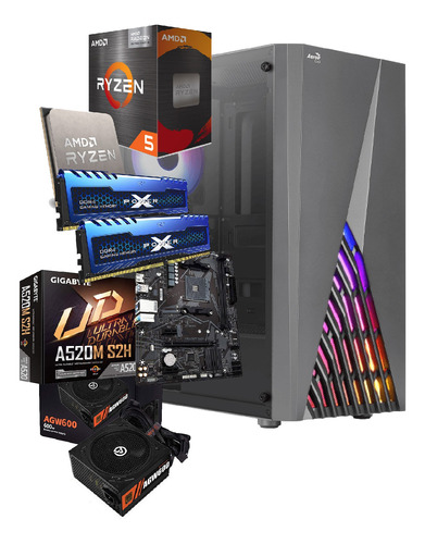 Torre Pc Gamer Ryzen 5 5600g, 16gb Ram, Ssd 500gb