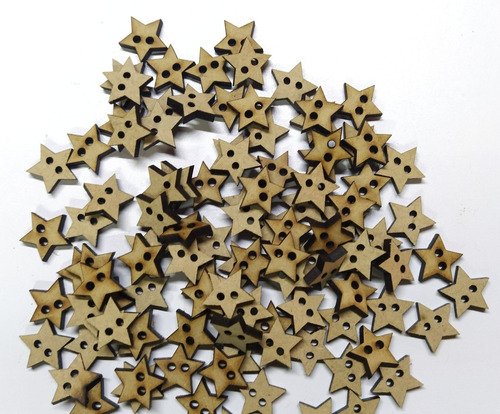 100 Botones Estrellas 1.5cm Fibrofacil Figuras Formas