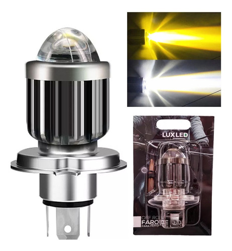 Ampolleta Foco Led Lupa H4 15w Luz Alta Baja Blanca Moto