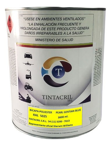 Pintura Bicapa Ral 5025 X 3.6 Lts. Azul Gencian Perlado